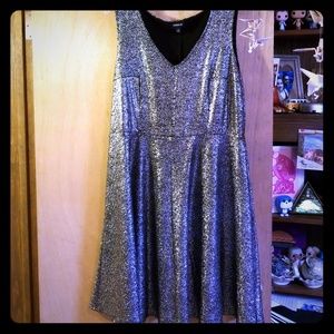 NWOT Torrid 1x Silver Sparkle Skater Dress